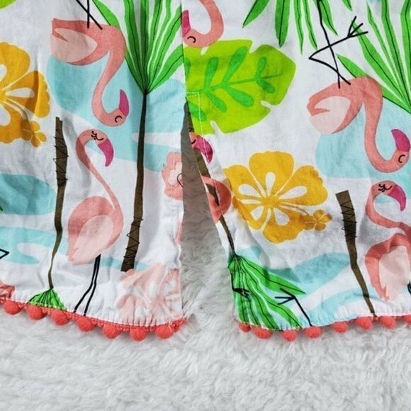 MUD PIE FLAMINGO TROPICAL CAFTAN POM POM TRIM 5T - Picture 10 of 11
